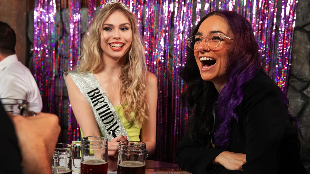Guests celebrating at a Charlotte murder mystery party